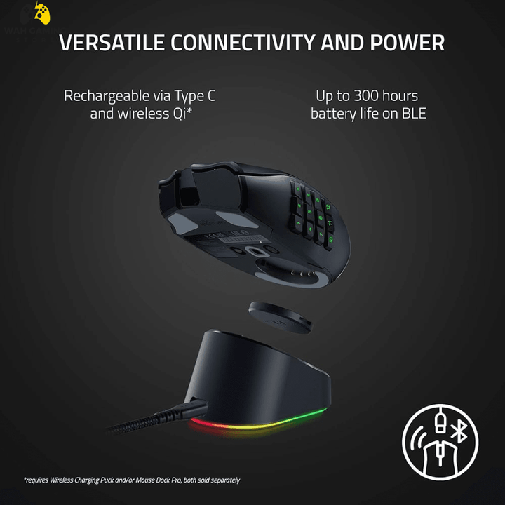 Razer Naga V2 Pro Wireless Gaming Mouse 19+1 Programmable Buttons HyperScroll Pro Wheel Focus Pro 30K Optical Sensor Optical Mouse Switches Gen 3 Used Best Condition - Wah Gaming Store