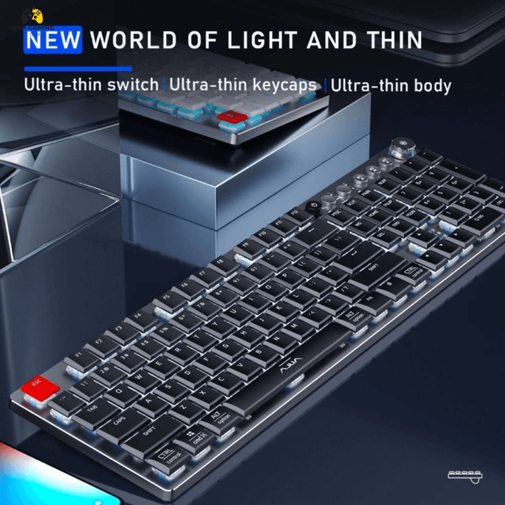AULA F2090 Wireless Mechanical Keyboard Ultra Thin 104 Keys Bluetooth For Android, Windows, Desktop & Laptop - Wah Gaming Store