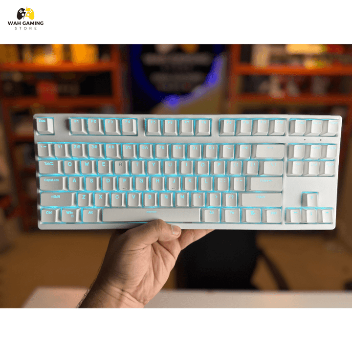 K-80 Wireless Mechanical TKL Gaming Keyboard with tri-mode Connection - Hot Swapable Brown Switches White Color - Wah Gaming Store