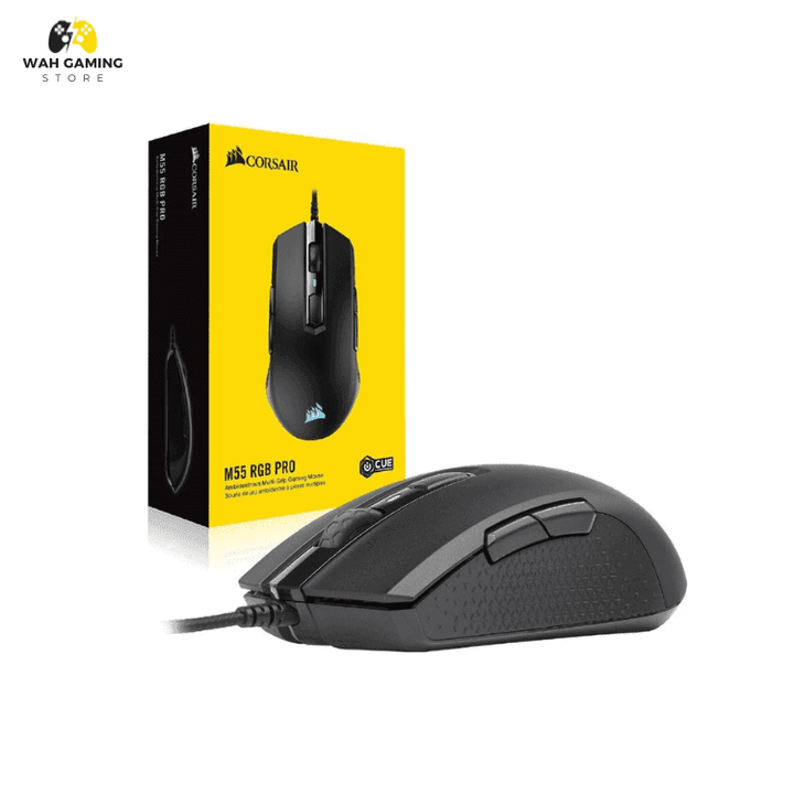 Corsair M55 RGB Pro Wired Ambidextrous Gaming Mouse Upto 12,400 DPI Adjustable Sensor 8 Programmable Buttons Black - Wah Gaming Store