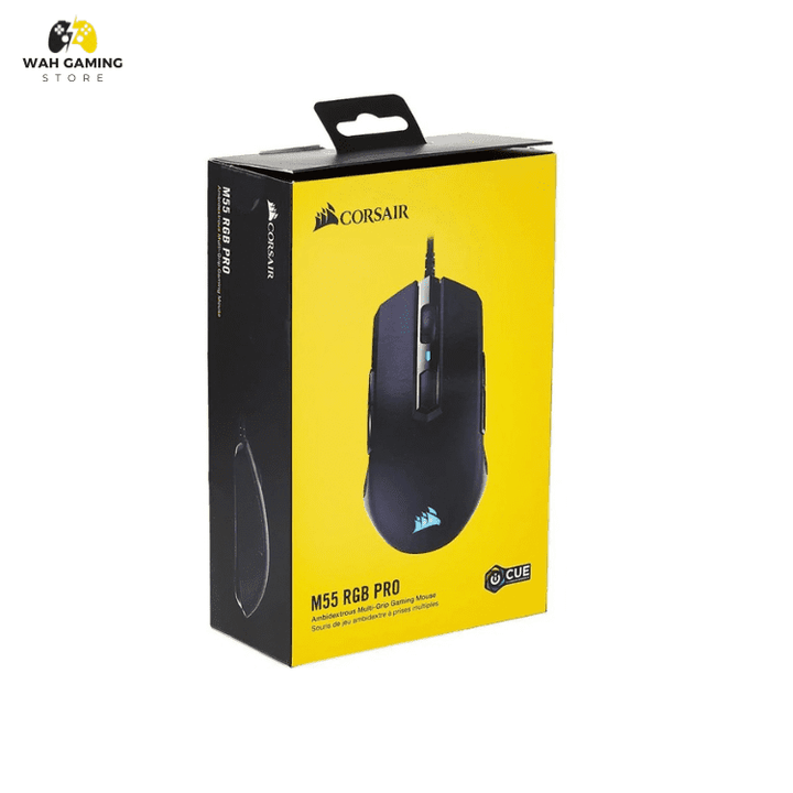 Corsair M55 RGB Pro Wired Ambidextrous Gaming Mouse Upto 12,400 DPI Adjustable Sensor 8 Programmable Buttons Black - Wah Gaming Store